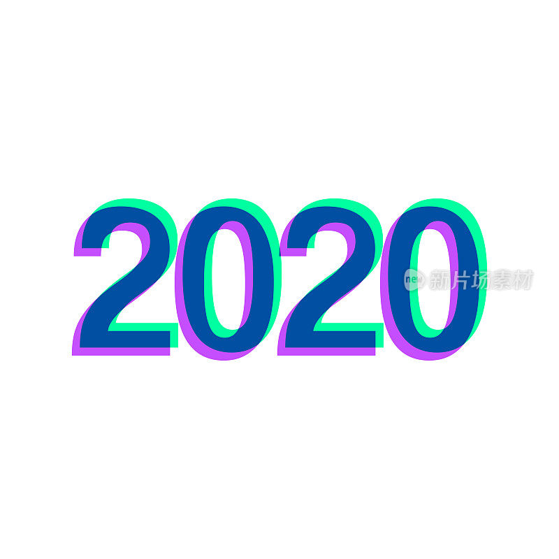 2020 - 2020年。图标与两种颜色叠加在白色背景上